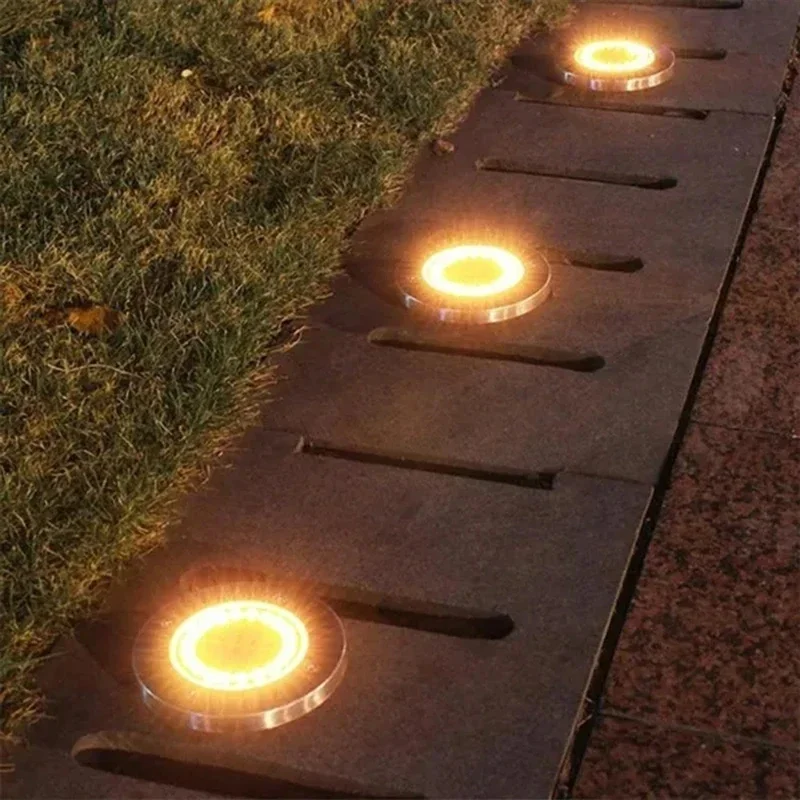 Solar Powered LED Underground Lights Outdoor Rainproof Plug-in Grass Lights Courtyard Garden Decorative Floor Lights