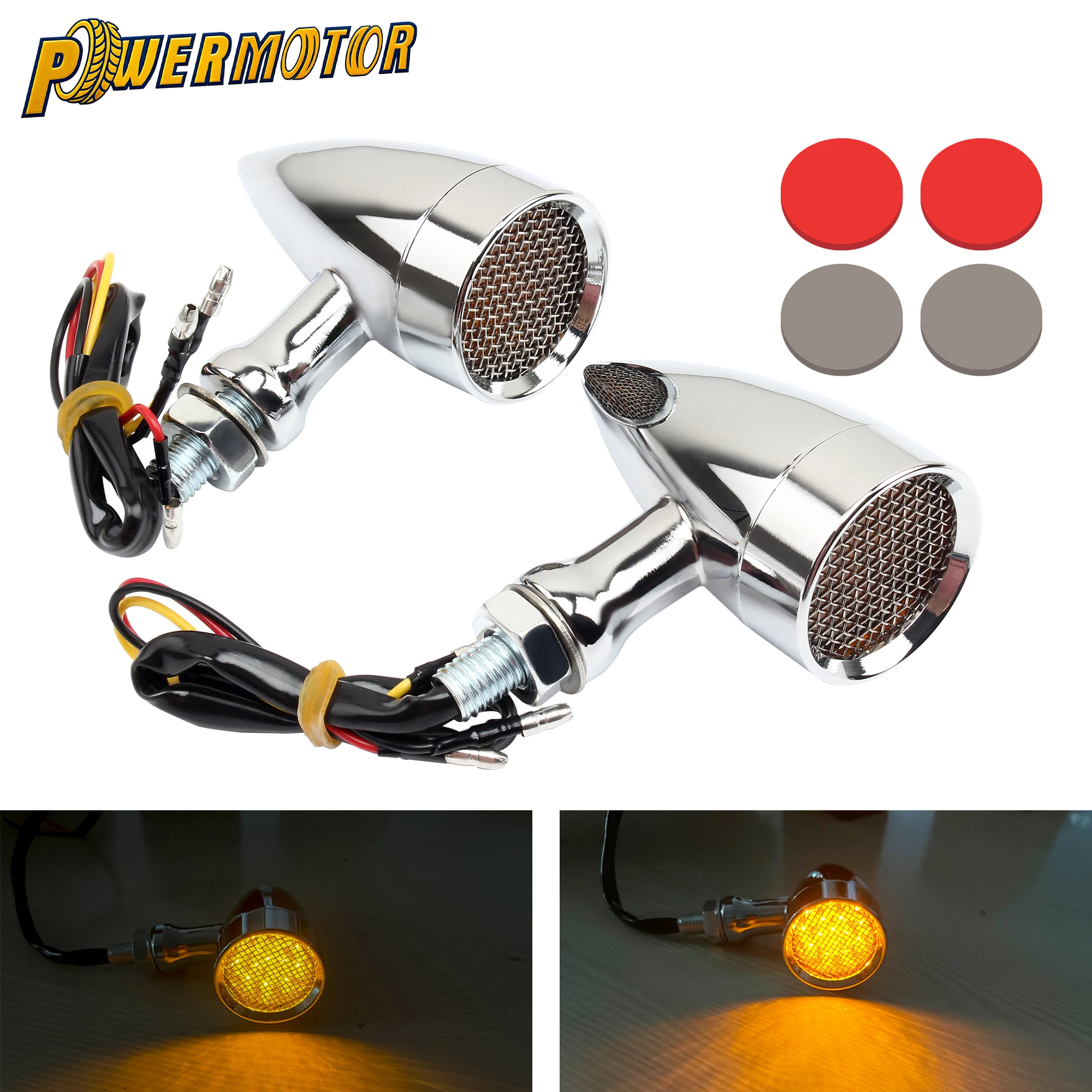 

Motorcycle Retro Bullet LED Turn Signal M10 12V Flashing Indicator Light Mesh Lens For Harley Chopper Bobber Yamaha Honda BMW