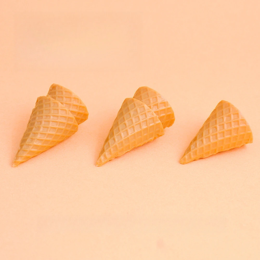 100pcs Kawaii Simulated Ice Cream Cone Bottom Holder DIY for Phone Case Hairpin Keychain Earring Scrapbook Dollhouse Accessories
