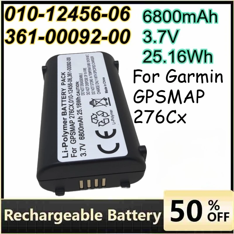 

010-12456-06 361-00092-00 Replacement Digital Battery 3.7V 6800mAh 25.16Wh for Garmin GPSMAP 276CX Rechargeable Battery