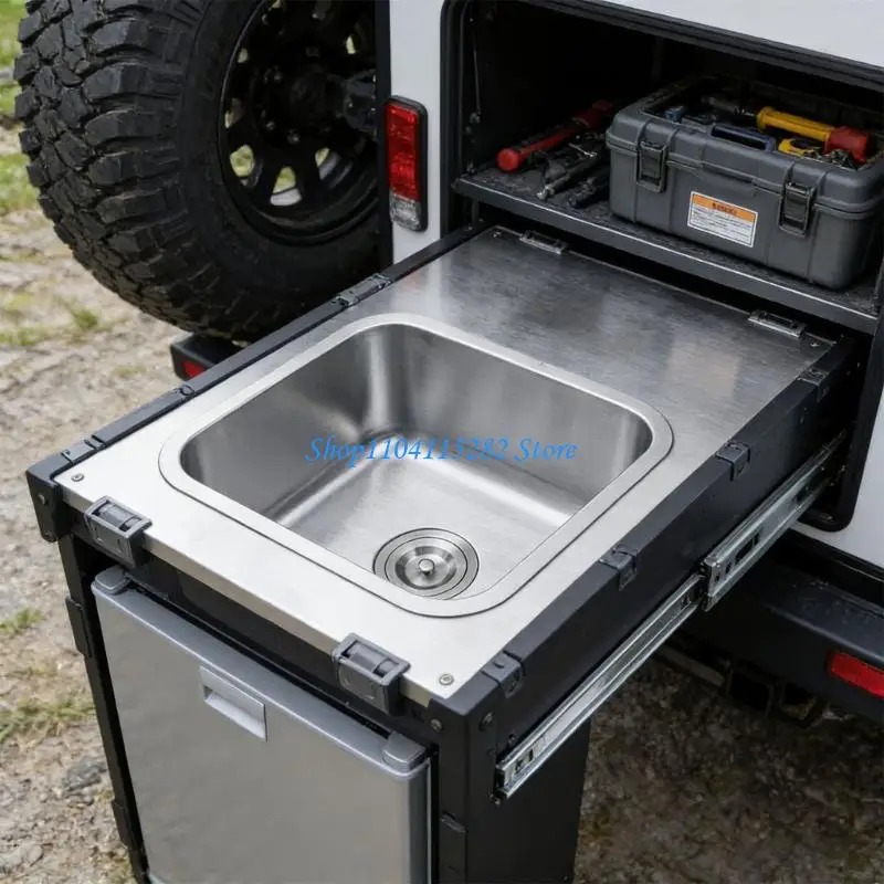 Functional Stainless Steel Sink Soundproof for Campers & Yachts Featuring 110mm Outlet Complete for Efficient