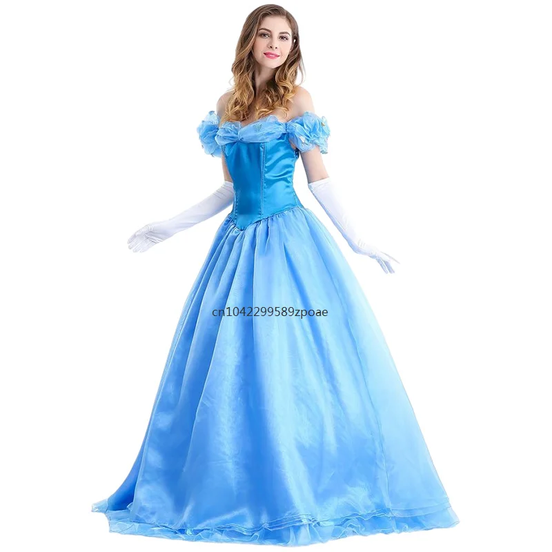 

Y01 Halloween Adult Stage Performance Costume Cinderella Princess Dress Cosplay Holiday Party Outfit Blue Dress 2025