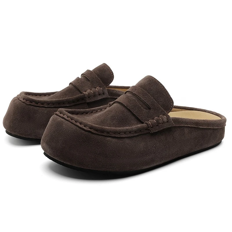 Fashion Women's Shoes Retro Luxury Leather Mueller Slippers for Woman Classic Britain Casual Shoes Designer Shoes Zapatos Mujer