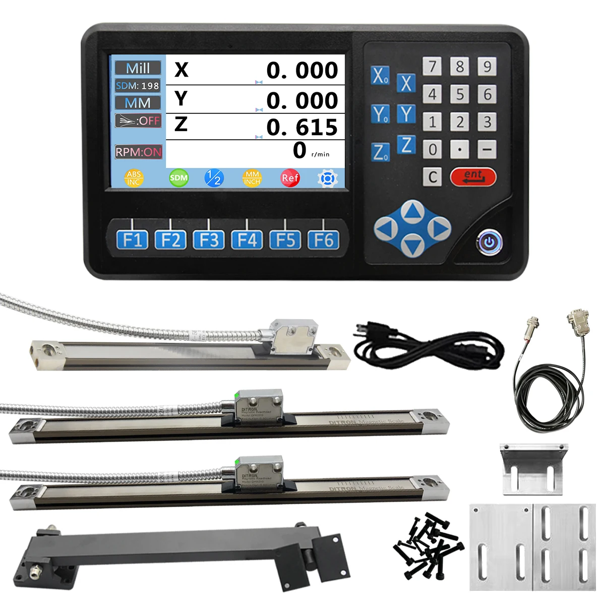 

Ditron 3 Axis Digital Readout DRO 3PCS IP67 Slim DMS Magnetic Scale 5um/1um Resolution Set for Lathe Milling Machine