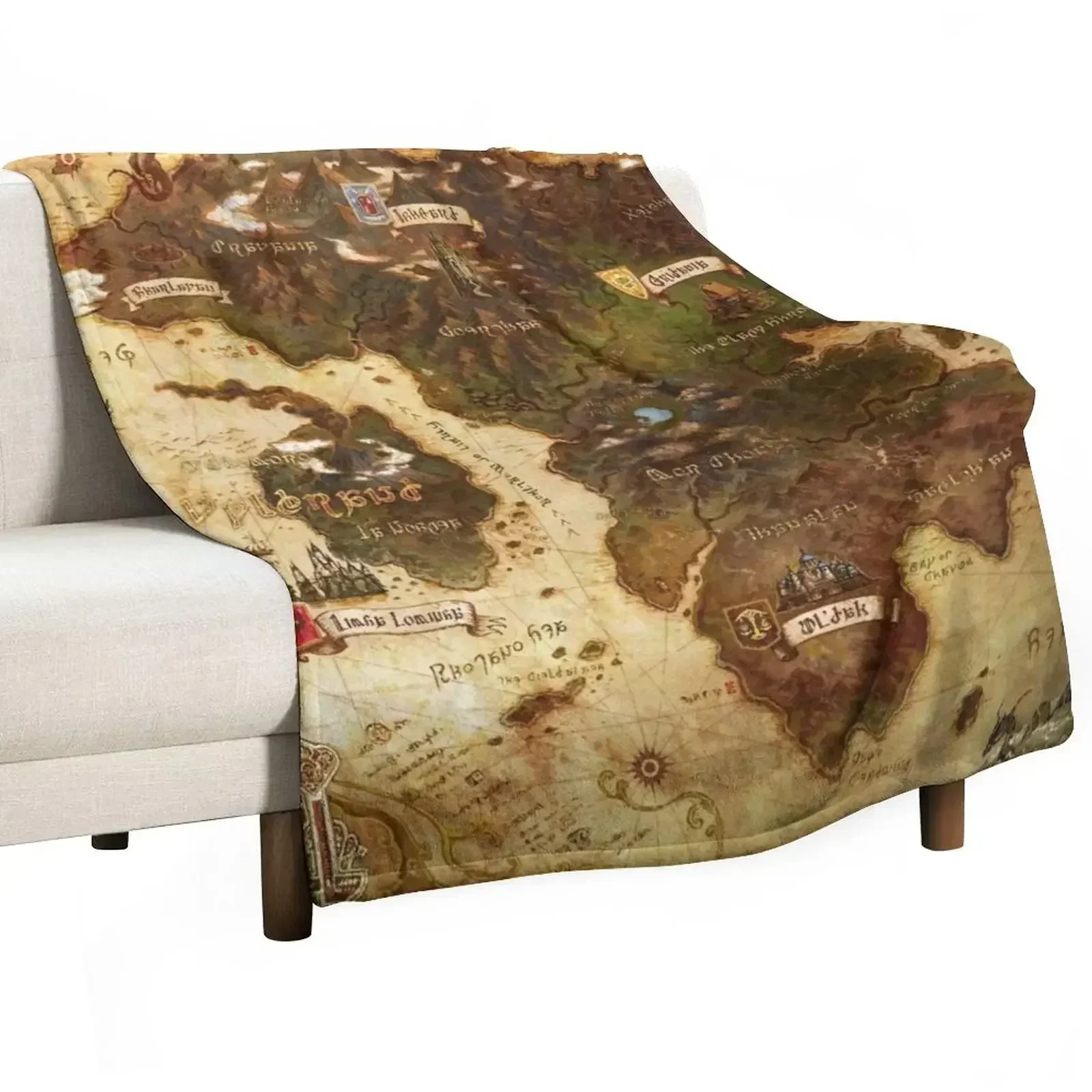 Eorzea FFXIV Map Throw Blanket Tourist Sofa Blankets