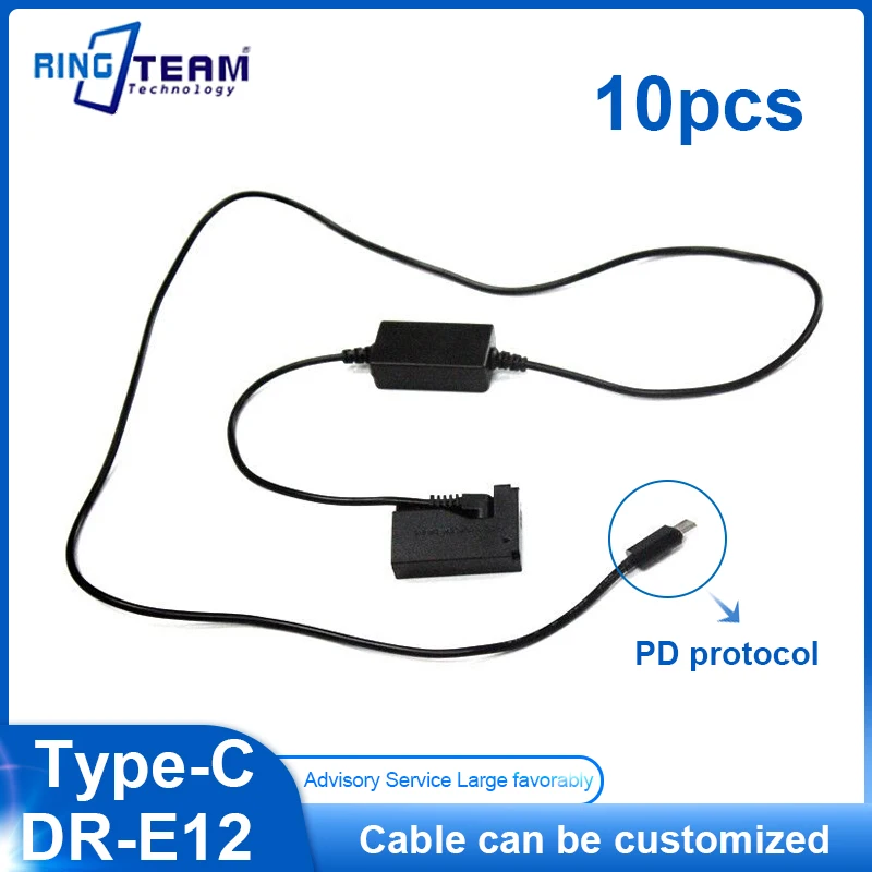 

10PCS PD USB-C TYPE-C to DC 3.0*1.1mm Cable +LP-E12 Dummy Battery DR-E12 DC Coupler ACK-E12 for M M2 M10 M50 M100 Cameras