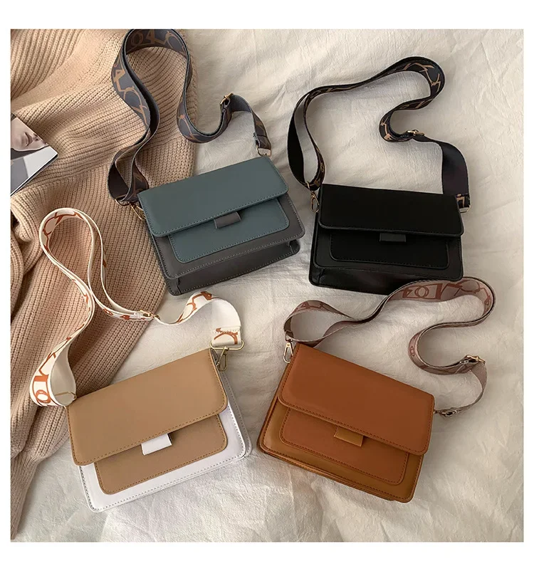 Women Textured Shoulder Bags 2023 New Contrasting Colors Messenger Bags Broadband Female Square Bags Pu Leather Elegant Bags