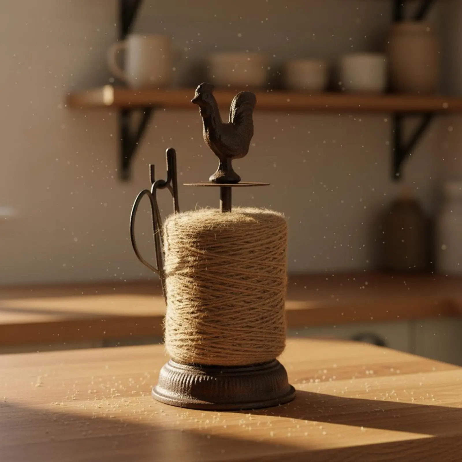 Hen Twine Holder Space Saving Cast Iron Twine Holder Rustic Rope Dispenser Home Decor for Kitchen, Craft Room - view 3