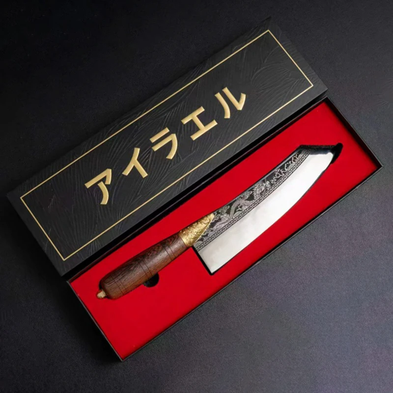 

8.3 Inch Kiritsuke Knife SKH53 Steel Blade Copper Decor Wood Handle Chef Slicing Vegetables Cleaver Meat Handmade Kitchen Knife