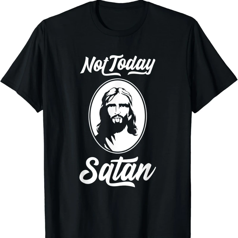 Vintage-Classic-Fashion-Streetwear-Crewneck-Adult-Short-sleev-Not-Today-Satan-Funny-Saying-Jesus-Gift-Men-Printed-T-shirt-Tops