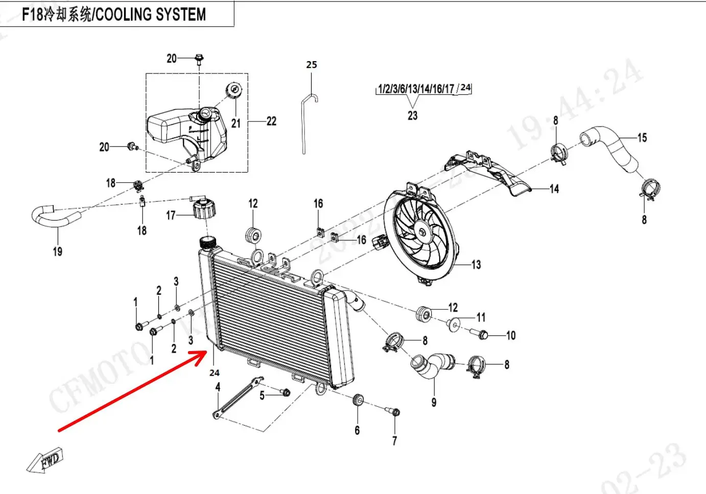 Radiator suit CF450SR/CF450SRS code is 6AQV-181100-1000