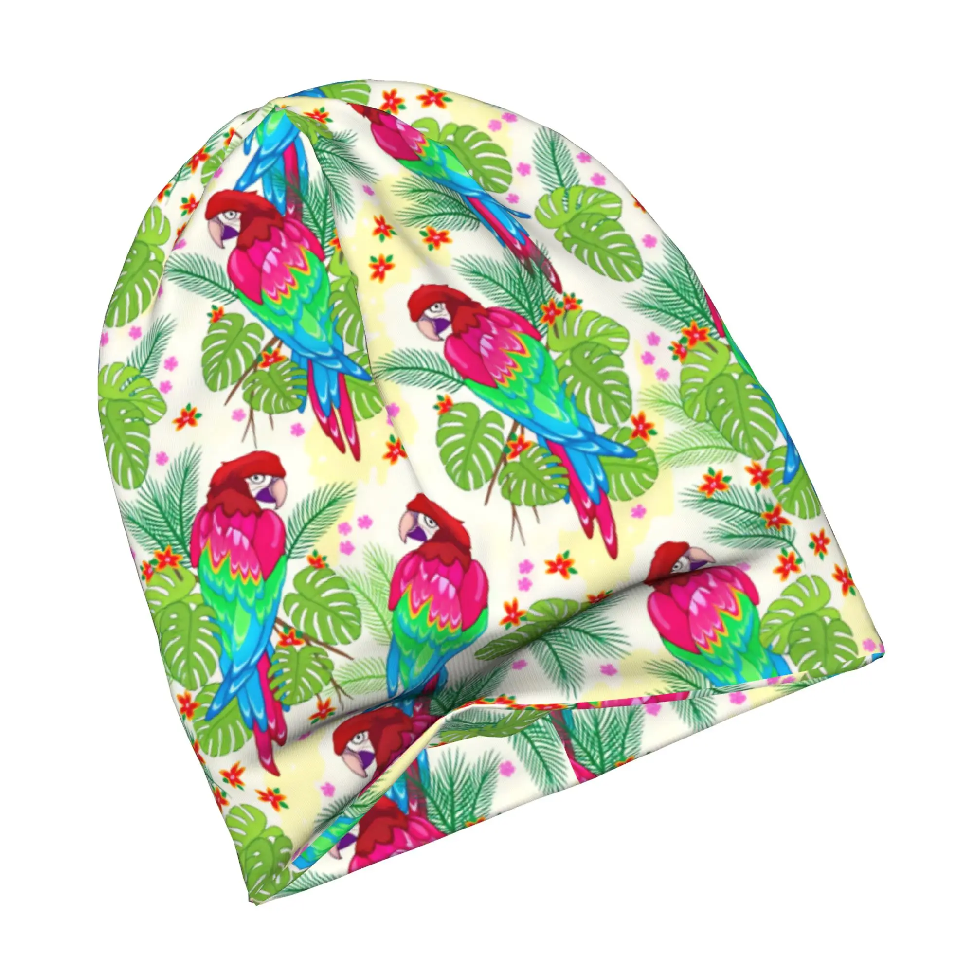 Hawaiian Style Parrot Tropical Pattern Skullies Beanies Caps For Men Women Unisex Street Winter Warm Knit Hat Adult  Bonnet Hats