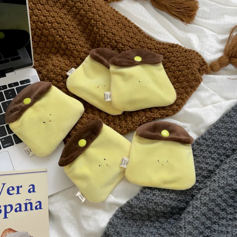 Cute Handmade Caramel Pudding Coin Purse Creative Mini Plush Portable Earphone Case ID Card Holder