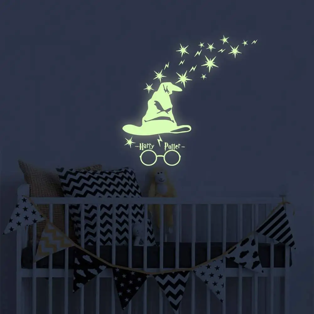 New Anime Harries Glow-in-the-dark Magic Cap Wall Sticker Potters Kids Bedroom Living Room Be Removed From Self-adhesive Paper