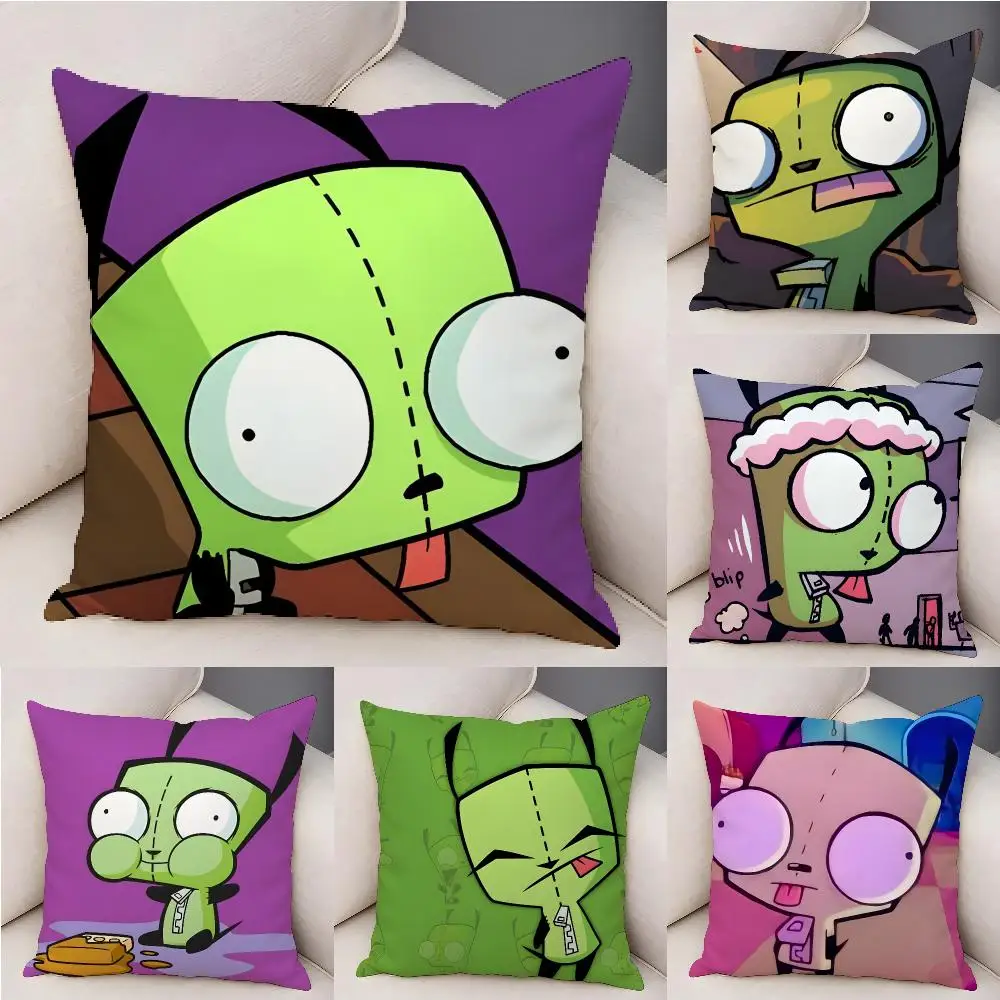 Anime Gir I-invader Z-zim Cushion Cover Plush Decorative Pillow Case With Hidden Zipper Fashion Room Decor For Home