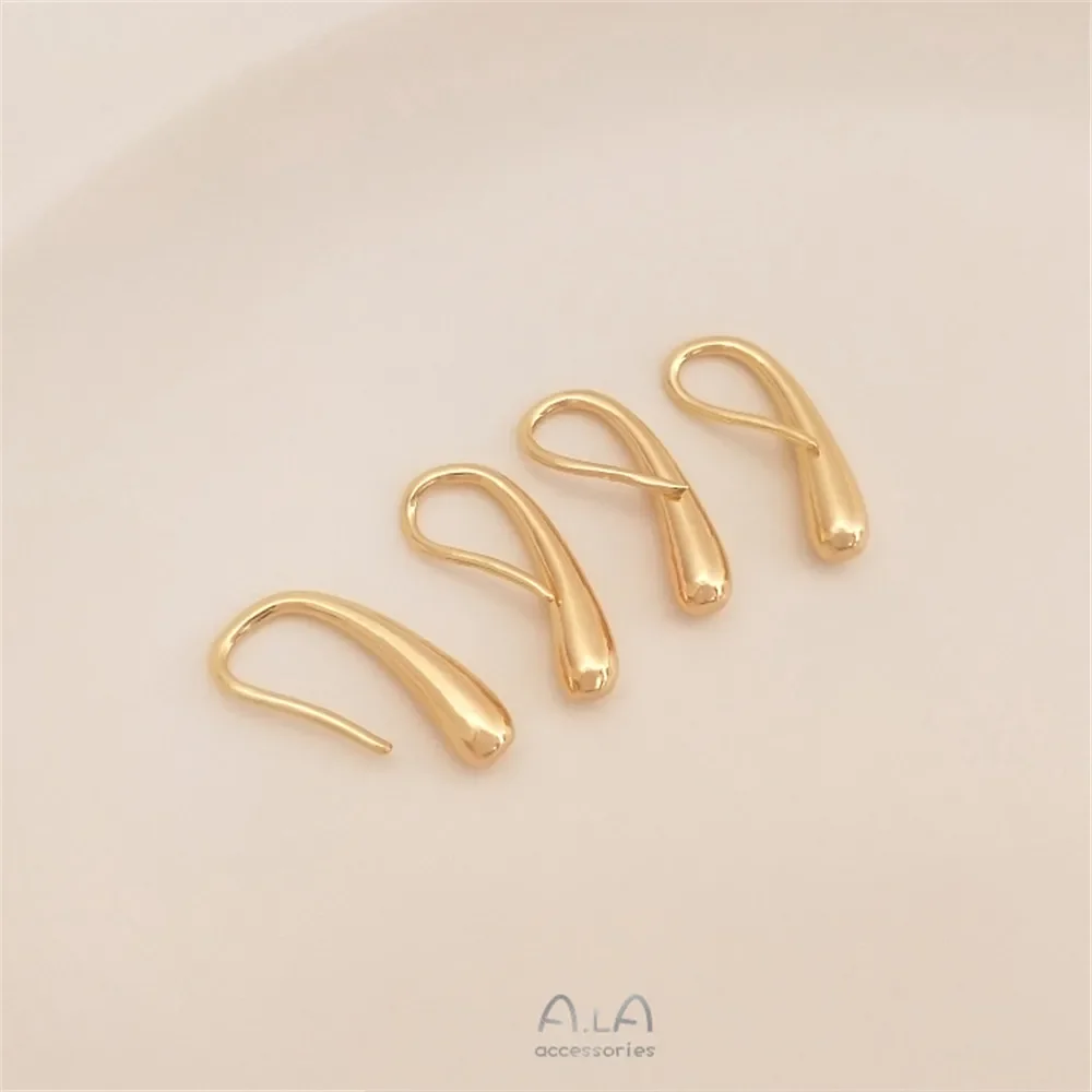 

14K Gold Plated Simple water drop ear hook net red temperament fashion earrings simple metal high sense ear hook