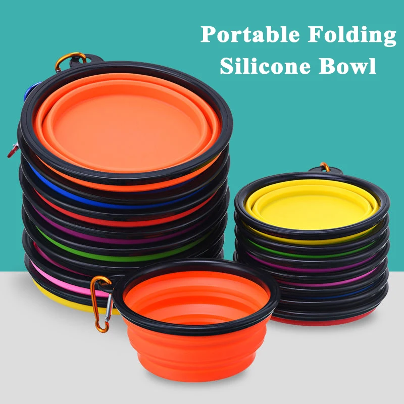 

350/1000ML Two Specifications Collapsible Pet Dog Folding Silicone Bowl Outdoor Travel Portable Food Container Dogs Dish Bowls