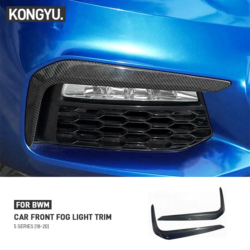

For BMW 5 Series G30 G38 2018-2020 Real Dry Carbon Fiber Car Front Bumper Fog Light Trim Cover Sticker Car External Accessories