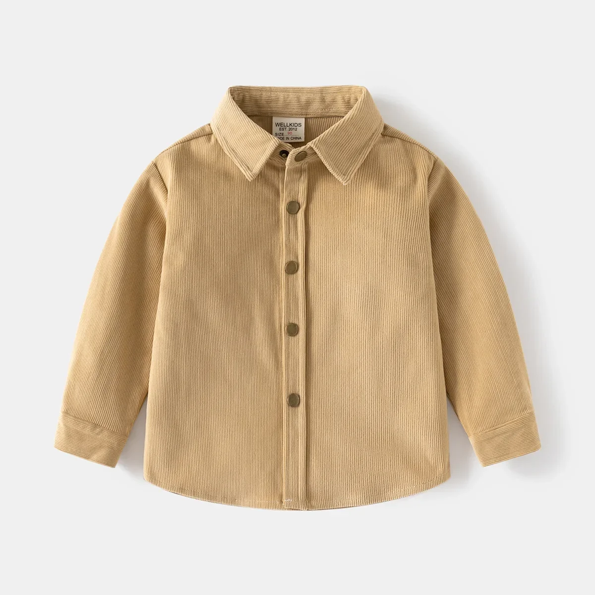 Spring Autumn 2024: Handsome Boys\' Solid Color Corduroy Shirts New Kids Pure Color Shirt Available in 4 Colors for Ages 3-8.