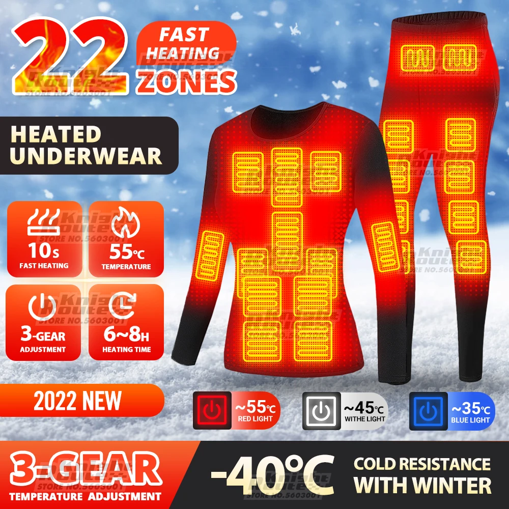 

22 Areas Women's Men's Thermal Heated Jacket Vest Heated Underwear USB Electric Heating Clothing Ski Suit Autumn Pants Winter