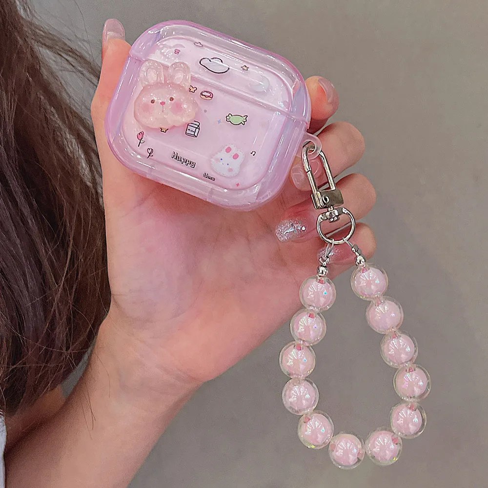 INS 3D Pink Rabbit Girl Headset Case For AirPods Pro 2 3 New 1