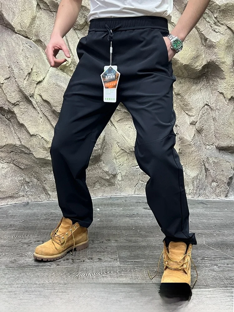 

Hiking Series Climbing Five-Proof Bla Tech Fce Lined Warm Tapered Elastic Sports Casual Pants Windproof Straight Leg Jeans