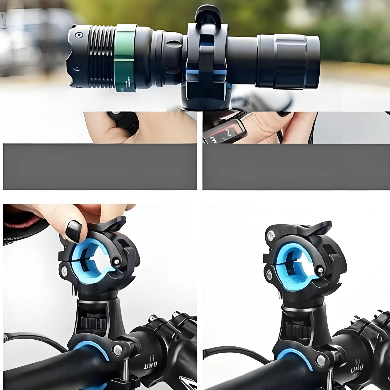 Cycle Light Mount Anti-Slip Rubber Handlebar Flashlight Holder Flashlight Clamp Mount Screw-Tightened Clamp Bike Light Holder