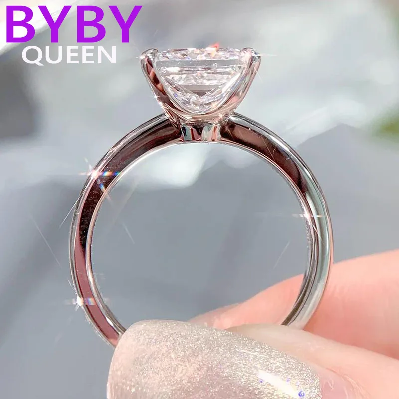 1 2 3 4 5 6 Carat Real Solid 9K White Gold Ring Women Engagement Anniversary Wedding Ring Princess Moissanite Diamond Ring party