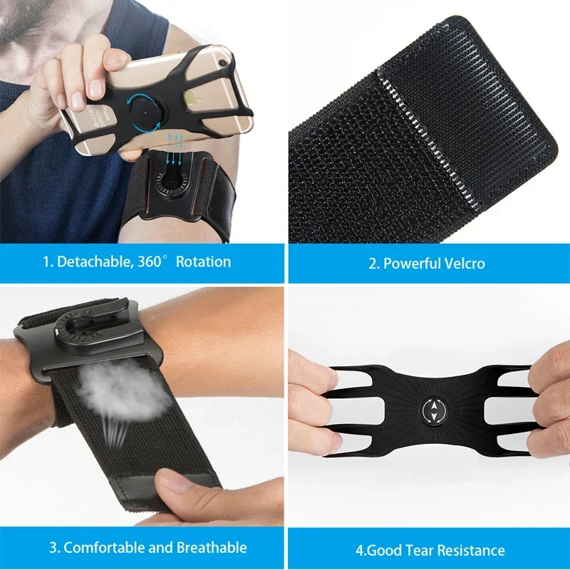 VIKEFON 360° Rotation Detachable Phone Holder Motorcycle Outdoor Sports Bike Cycling Armband Running and Wristband Phone Holder