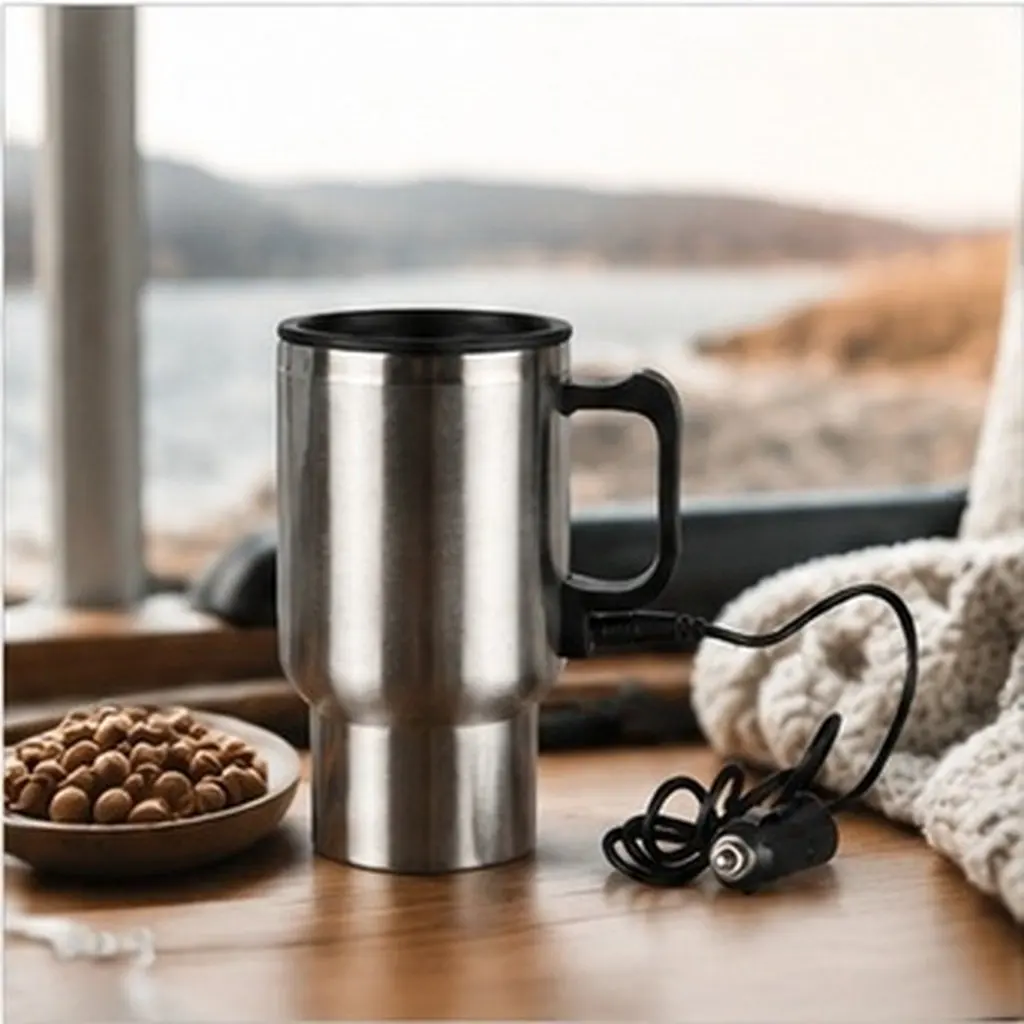 450Ml Stainless Steel Vehicle Heating Cup Dual Function Rapid Heat Keep Warm Large Capacity Car Vacuum Cup Safe Shockproof Base