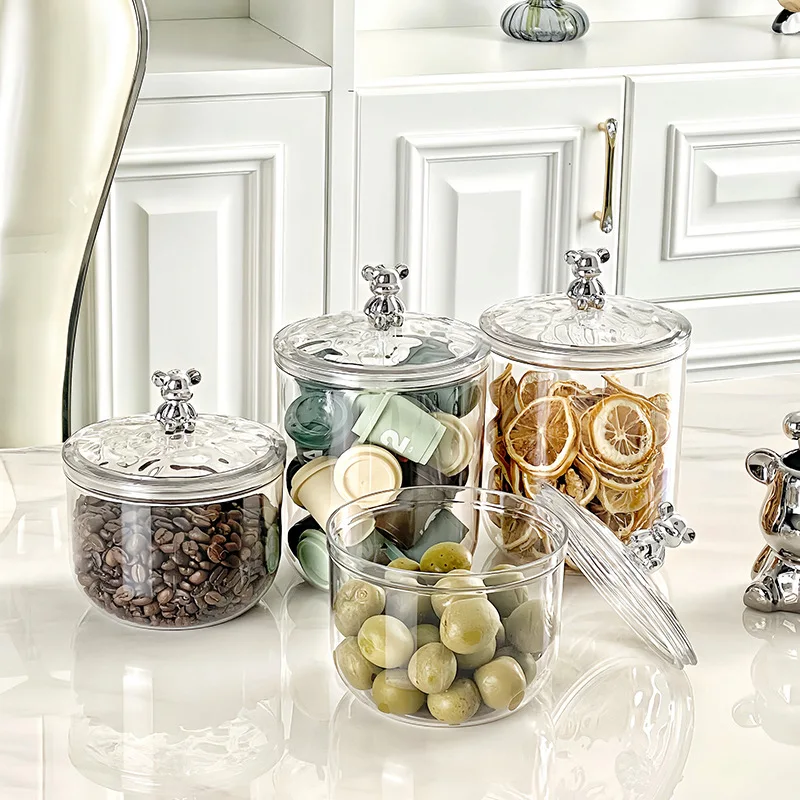 Airtight Food Storage Container With Lid Plastic Sealed Storage Jar Pantry Organizer Tea Can Candy Storage Box Kitchen Organizer