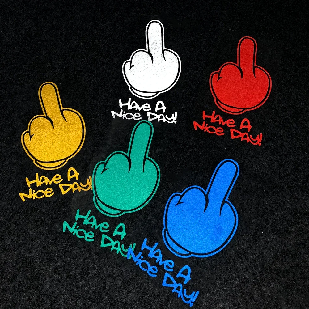 Middle Finger Refletor Moto Stickers Motorcycle Accessories Decals for Honda PCX125 Yamaha R1 Kawasaki z900 \'HAVe A Nice DAY ! \'