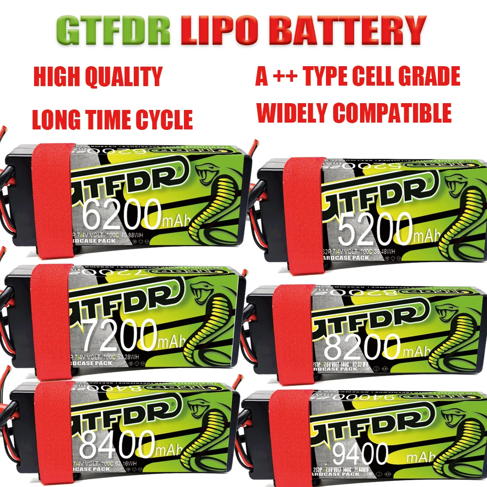 GTFDR 2S 7.4V 7.6V HV 9400MAH 8400MAH 8200MAH 7200MAH 6200MAH 5200MAH 7000MAH Shorty for 1/8 1/10 Buggy Truggy Car Drone FPV