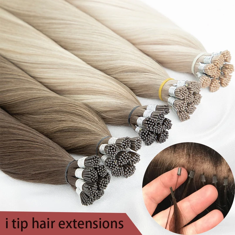 Bone Straight I Tip Hair Extensions Natural 100% Real Human Fusion Hair Extensions Set Keratin Capsule Brown Blonde Color 18inch