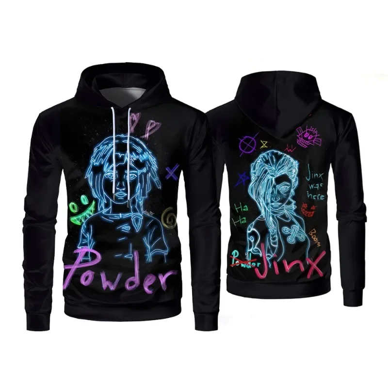 Arcane Season 2 Hoodie 3D Printed League Of Legends Jinx Pattern Sports Sweatshirt Caitlyn Viktor Street Casual Tops Mens Gifts