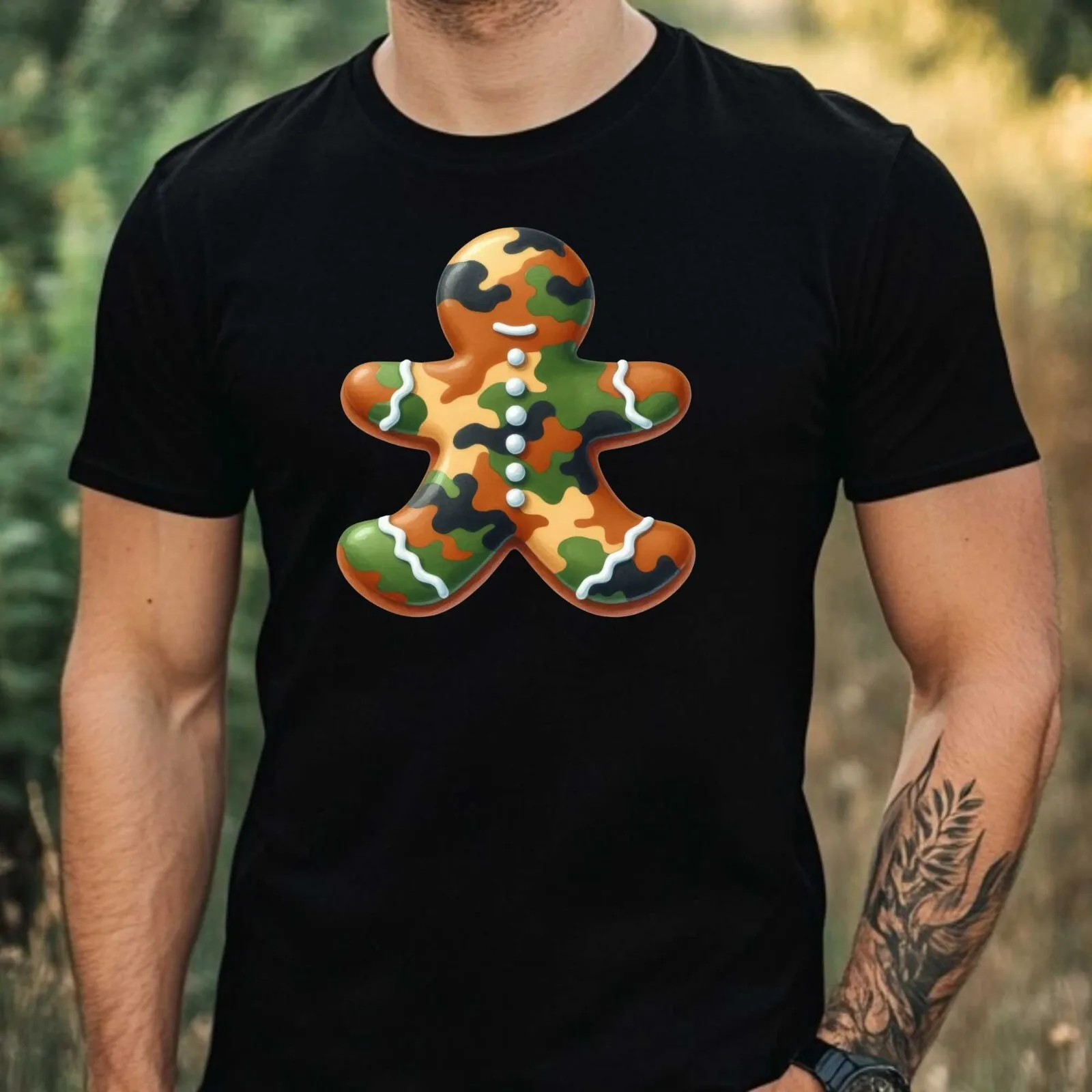 Мужская хлопковая футболка с камуфляжным мотивом Merry Christmas, размеры от XS до 5XL