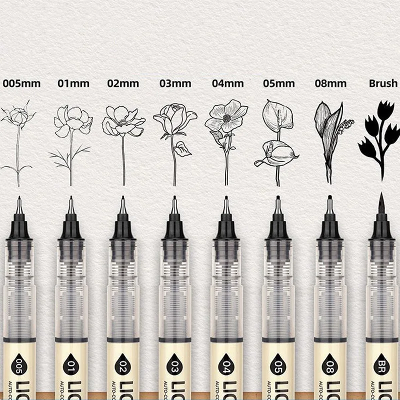 Professional Art Liquid Ink Technical Pen Needle Tip Liner Pens Student Drawing Black Hand Drawing Pen for Sketch Comic Line Art