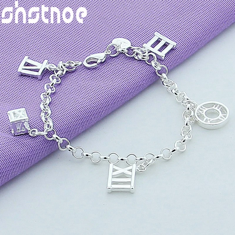 

SHSTONE 925 Sterling Silver Roman Letters Bracelet For Women Party Engagement Wedding Fashion Charm Jewelry Lady Birthday Gift