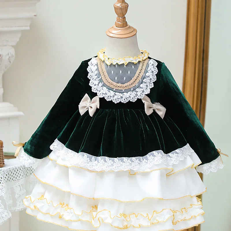 

Autumn Winter Kids Dress for Girls Baby Lolita Girl Kawaii Wedding Dress Girl Velvet Ball Gown Princess Party Dresses Vestidos