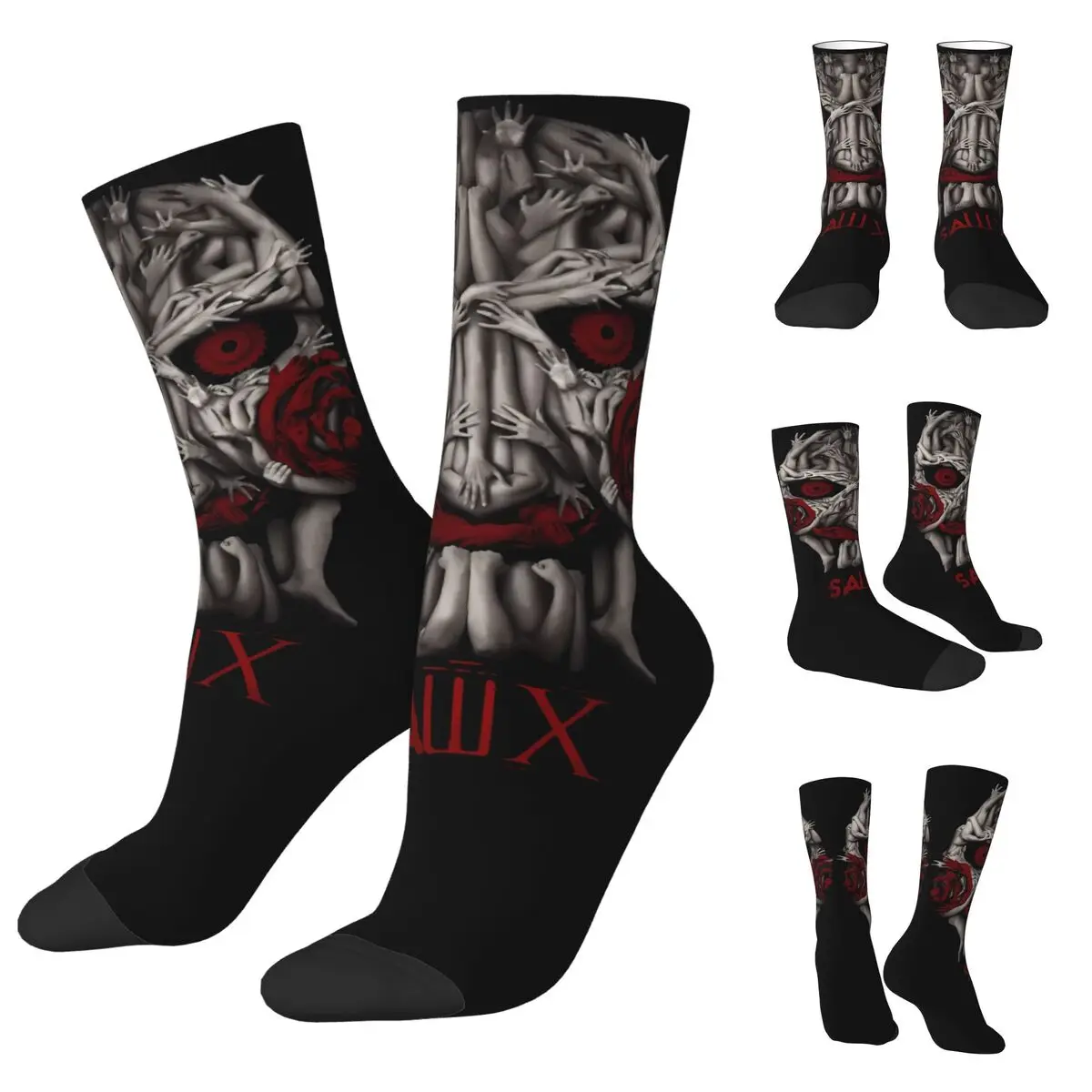 Movie SAW Horror Head Torture cosy Unisex Socks,Hiking Happy 3D printing Socks,Street Style Crazy Sock