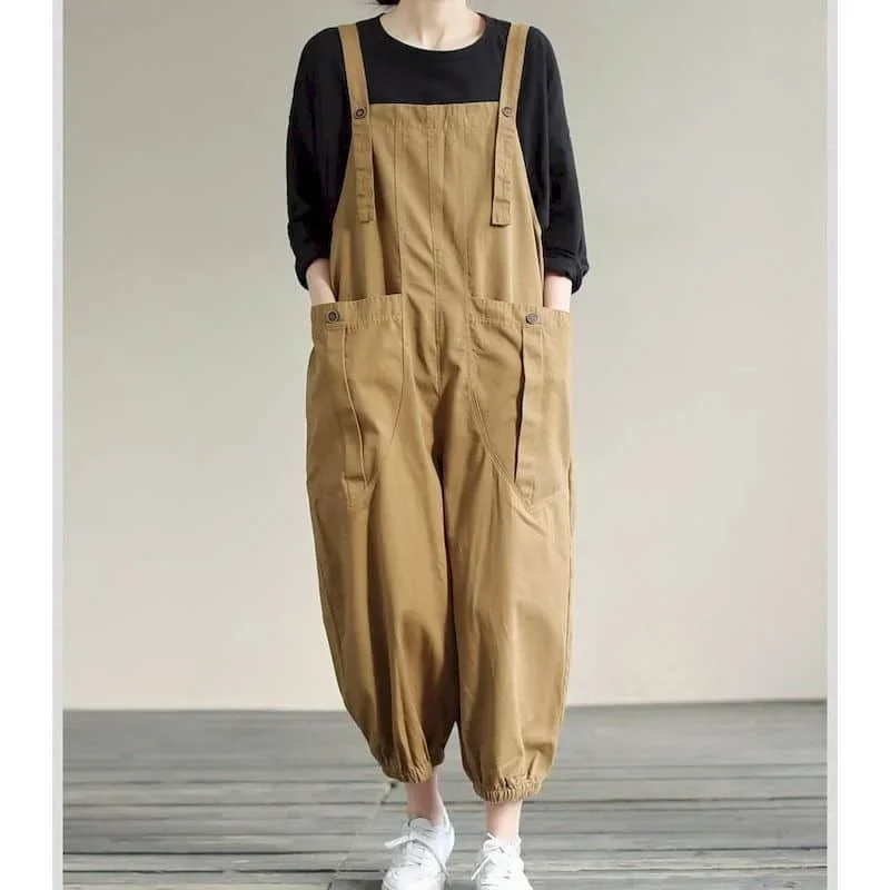 

Pop Oversized Playsuits Women Casual Loose One Piece Outfit Women Korean Fashion Jumpsuits Cross-Pants Overalls For Women Clothe