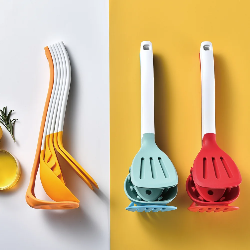 

New 6Pcs Cooking Utensils Set Non-Stick Cookware Silicone Kitchenware Tool Spatula Spoon Shovel with Rack Kitchen Accessories