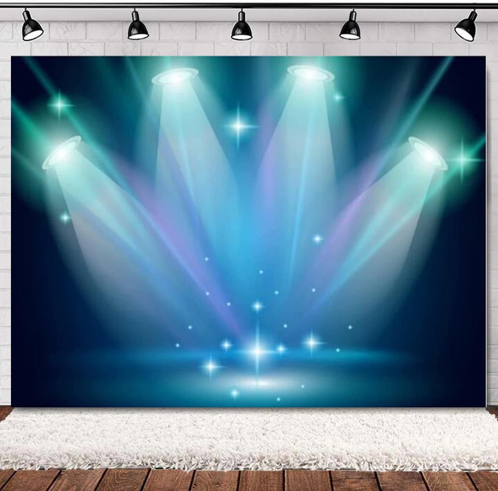 

Stage Spotlight Photography Backdrop Light Gathering on Stage Shining Stars Background Birthday Party Festival Photo Booth Prop