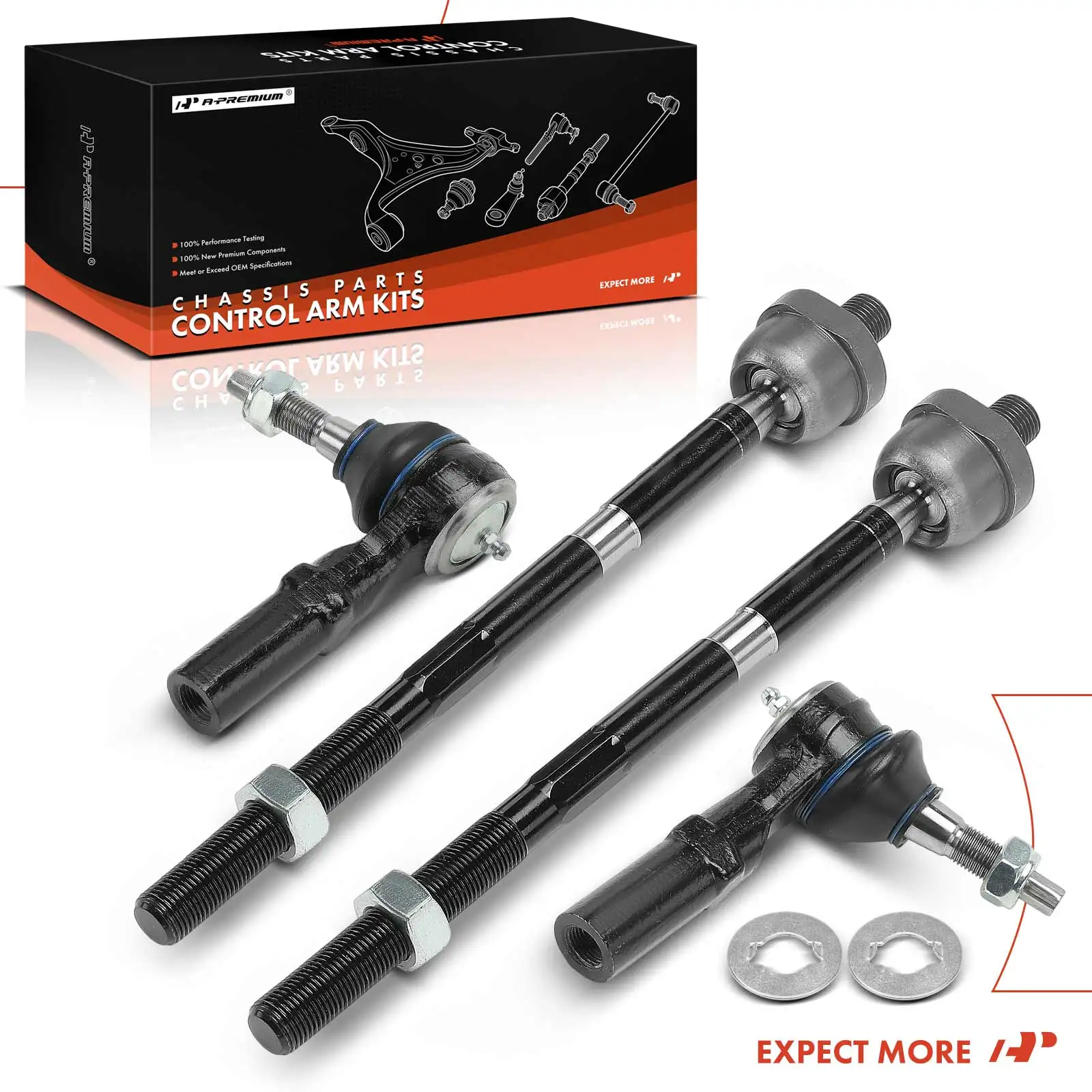 A-Premium 4Pcs Front Inner & Outer Tie Rod End Kit for Jeep Commander 2006 2007 68000400AB 5143555AA