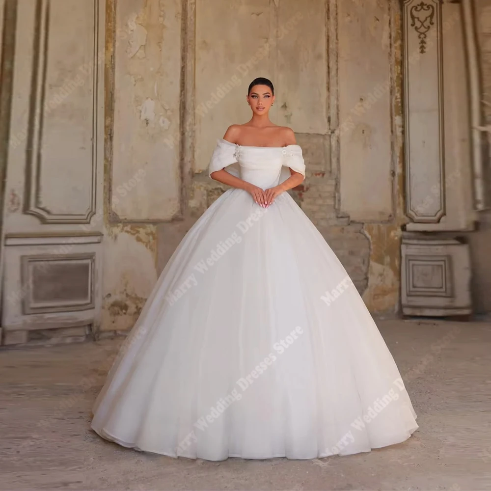 Off Schouder A-lijn Vrouwen Trouwjurken Sexy Mouwloze Tule Bruidsjurken Prinses Engagement Banket Vestidos De Novia Boda