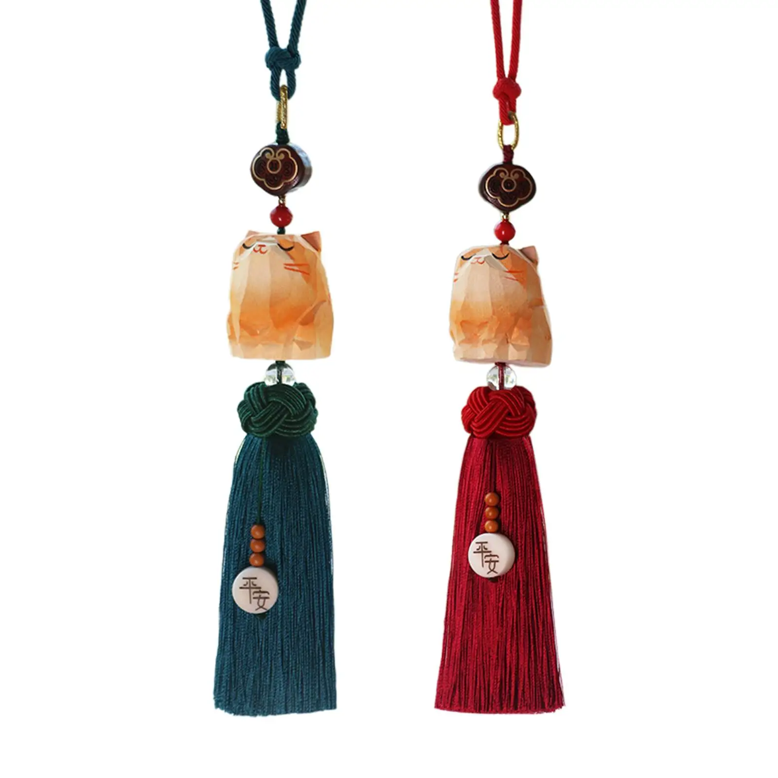 Auto Rearview Mirror Pendant Cute Orange Cat Car Interior Hanging Pendant for Patios Restaurants Home Doors Spring Festival