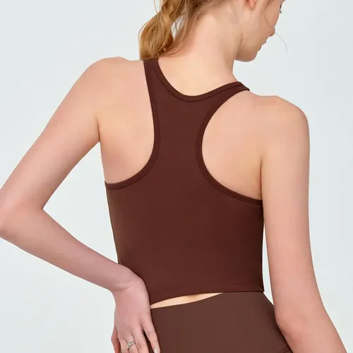 Imagen 2 del producto Chaleco deportivo transpirable de secado rápido, sujetador de Yoga de tela amigable con la piel, cuello redondo, espalda cruzada a prueba de golpes