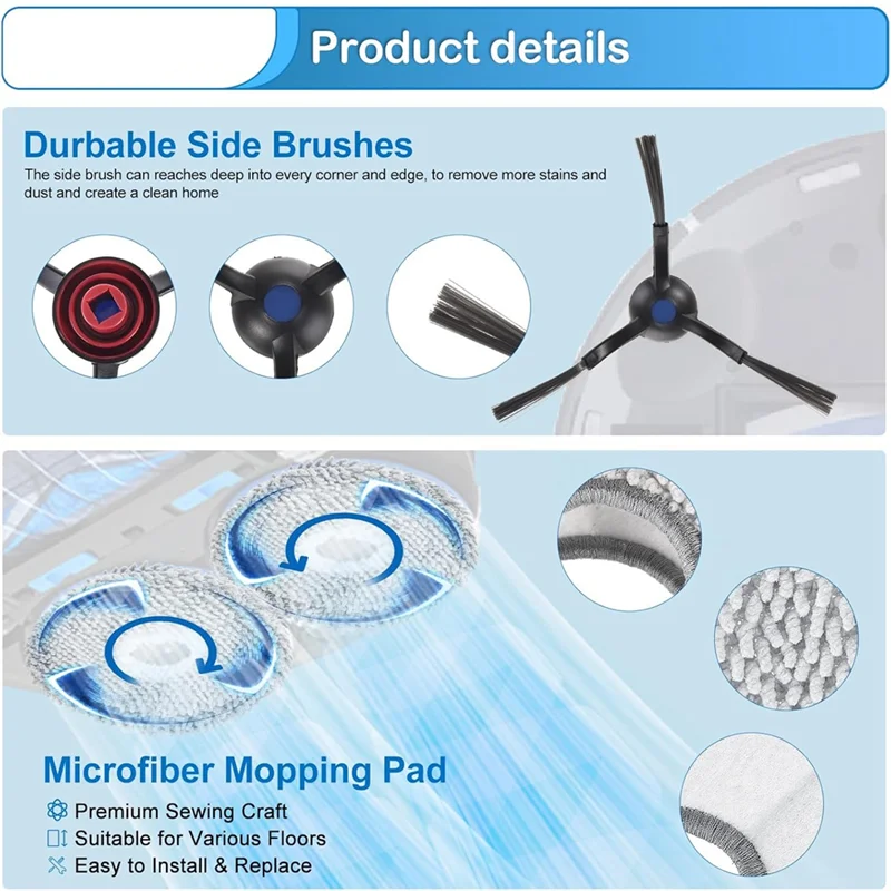 M14K-Accessory Kit For Ecovacs Deebot T30 Omni, T30 Pro Omni, T30 Max Robot Vacuum Cleaner Replacement