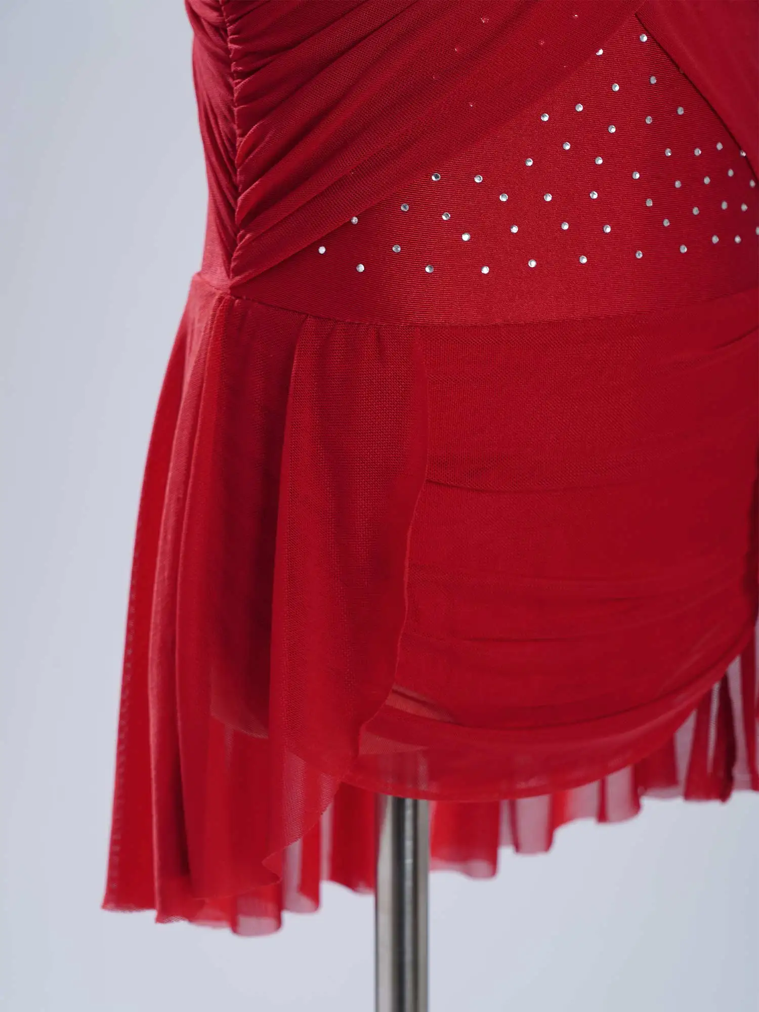 Kids Girls Contemporary Lyrical Dance Dress Ballet Gymnastic Overlay Leotard Dress Rhinestones Jersey Performance Dancewear Cost