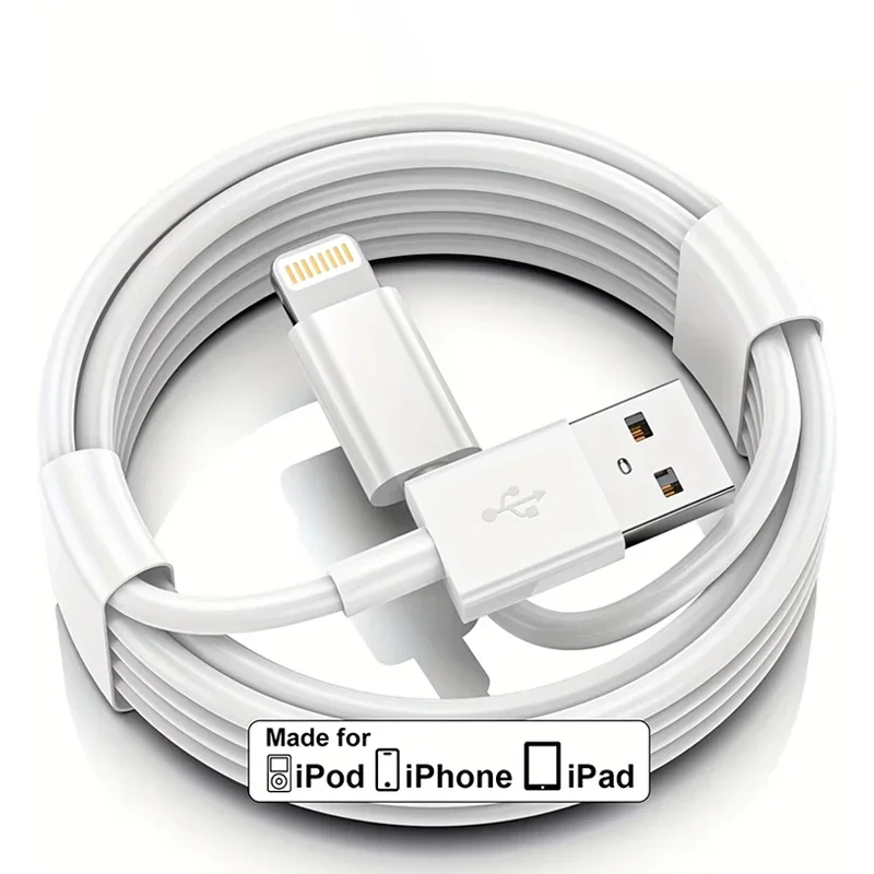 Câble de charge USB A pour iPhone, 3 pièces, 1 câble de données Lightning, adapté pour iPhone 14 13 12 11 pro max